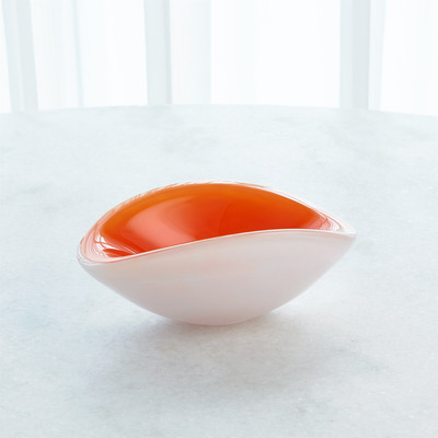 Global Views Pinched Cased Glass Bowl - Orange - Lg