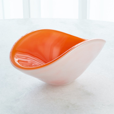 Global Views Pinched Cased Glass Bowl - Orange - Sm