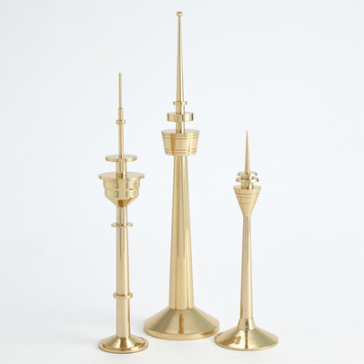 Global Views Radio Tower Sculpture - Brass - Sm (Closeout)