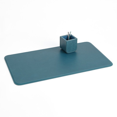 Global Views Radius Edge Leather Desk Blotter - Azure