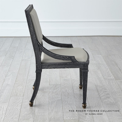 Global Views Seine Side Chair - Black w/Grey Leather