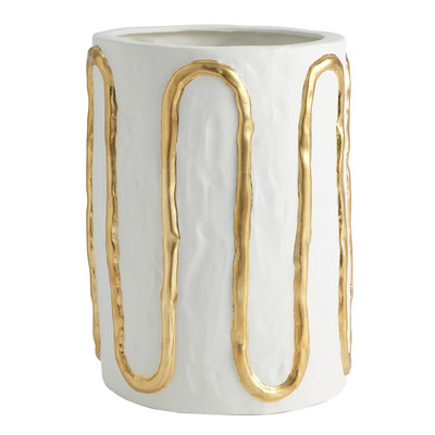 Global Views Serpentine Vase - Matte Whitew/Gold - Sm