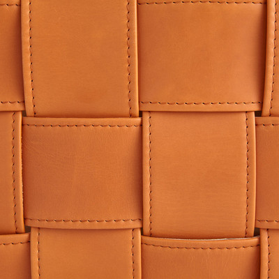 Global Views Soft Woven Rectangular Leather Basket - Orange - Sm