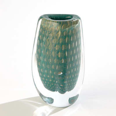Global Views Triangular Bubbled Vase - Green/Azure