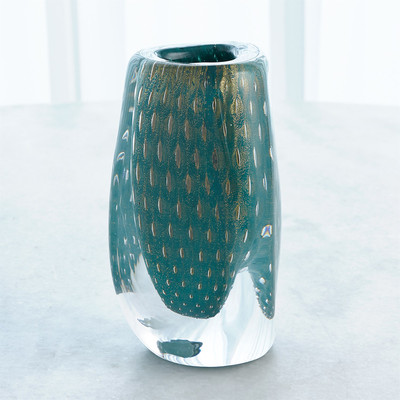 Global Views Triangular Bubbled Vase - Green/Azure