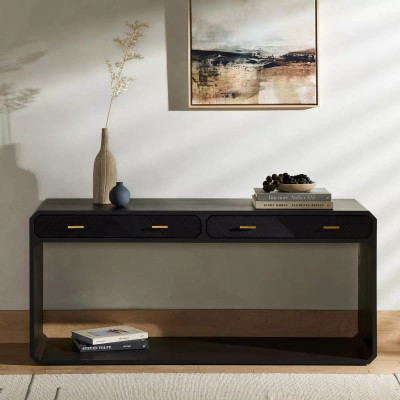 Four Hands Caspian Console Table - Black Ash