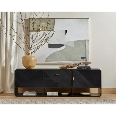 Four Hands Caspian Media Console - Black Ash