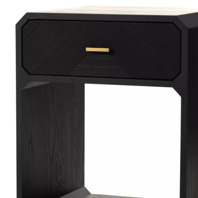 Four Hands Caspian Nightstand - Black Ash Veneer