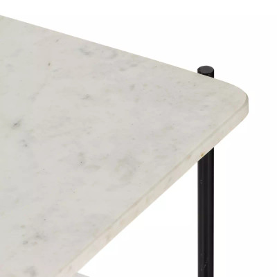 Four Hands Jasper Nightstand - Irone Matte Black W/ Polished White Marble (Closeout)