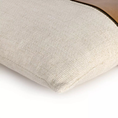 Four Hands Leather and Linen Block Pillow