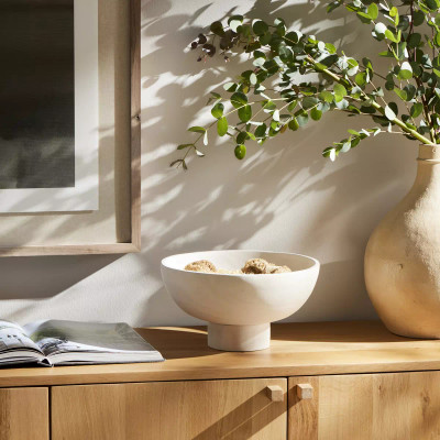 Four Hands Turned Pedestal Bowl - Ivory