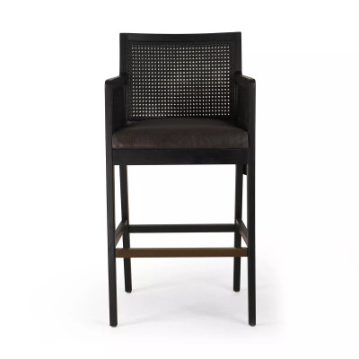 Four Hands Antonia Cane Bar Stool - Brushed Ebony - Sonoma Black