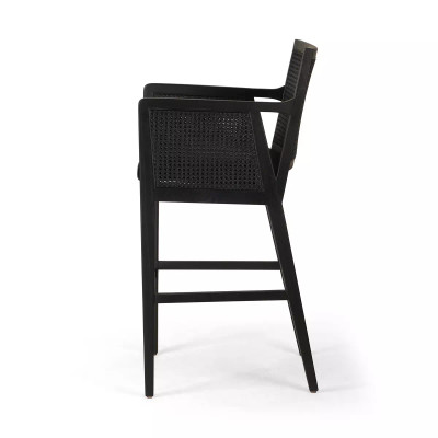 Four Hands Antonia Cane Bar Stool - Brushed Ebony - Sonoma Black (Closeout)