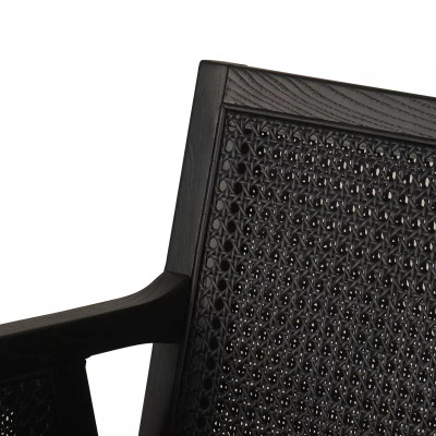 Four Hands Antonia Cane Bar Stool - Brushed Ebony - Sonoma Black (Closeout)