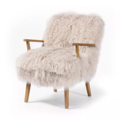 Four Hands Ashland Armchair - Drifted Oak - Taupe Magnolian Fur