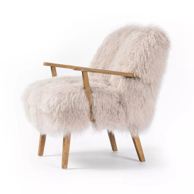 Four Hands Ashland Armchair - Drifted Oak - Taupe Magnolian Fur