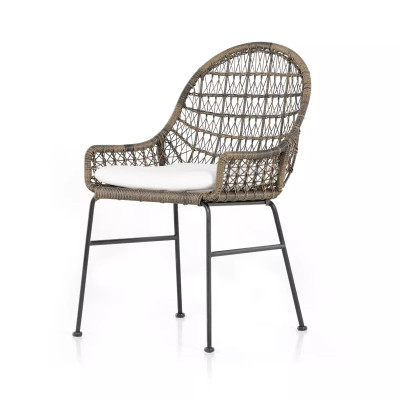 Four Hands Bandera Outdoor Woven Dining Chair - Distressed Grey - White