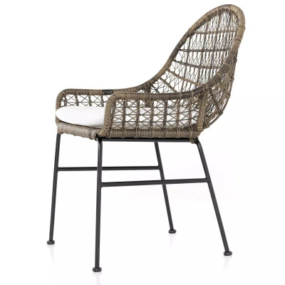 Four Hands Bandera Outdoor Woven Dining Chair - Distressed Grey - White