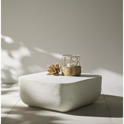 Four Hands Basil Square Outdoor Coffee Table - Matte White - 35.5" X 35.5"