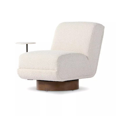 Four Hands Bronwyn Swivel Chair W/ Side Table - Knoll Natural