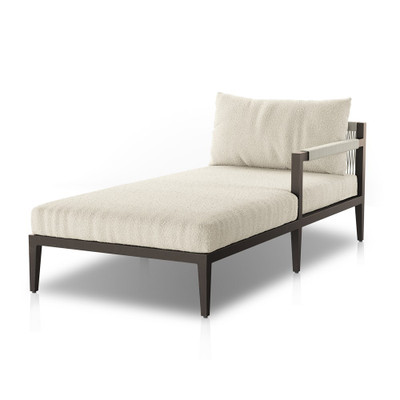 Four Hands BYO: Sherwood Outdoor Sectional, Bronze - Fiqa Boucle Cream - Right Chaise Piece