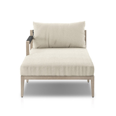 Four Hands BYO: Sherwood Outdoor Sectional, Grey - Fiqa Boucle Cream - Laf Chaise Piece