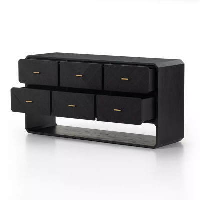 Four Hands Caspian 6 Drawer Dresser - Black Ash Veneer