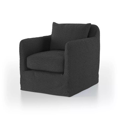 Four Hands Dade Outdoor Slipcover Swivel Chair - Fiqa Boucle Slate