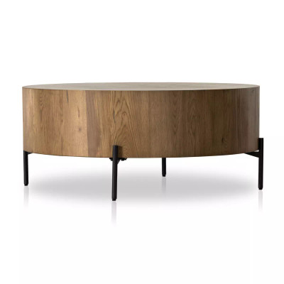 Four Hands Eaton Drum Coffee Table - Amber Oak Resin