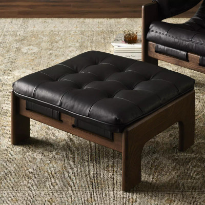Four Hands Halston Ottoman - Heirloom Black