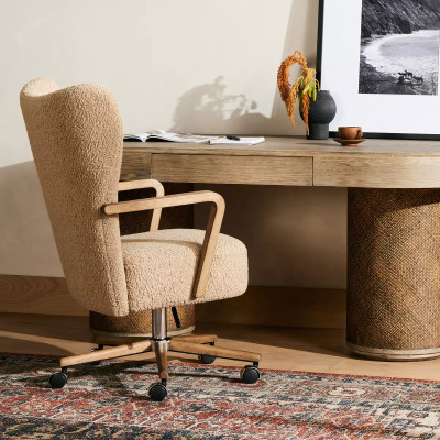 Four Hands Melrose Desk Chair - Sheepskin Camel