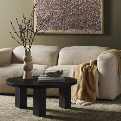 Four Hands Mesa Round Coffee Table - Ebony Parawood - 38"