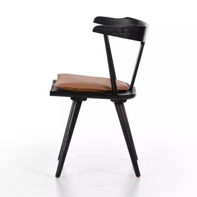 Four Hands Ripley Dining Chair - Black Oak - Whiskey Saddle