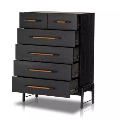 Four Hands Rosedale 6 Drawer Tall Dresser - Ebony Oak