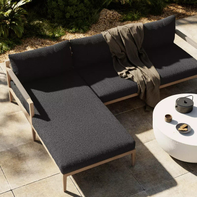 Four Hands Sherwood Outdoor 2 - Piece Sectional, Washed Brown - Left Chaise - Fiqa Boucle Slate