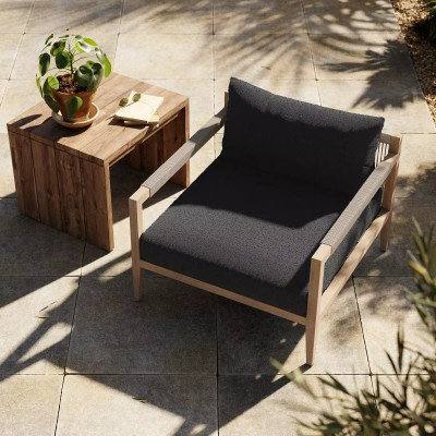 Four Hands Sherwood Outdoor Chair, Washed Brown - Fiqa Boucle Slate