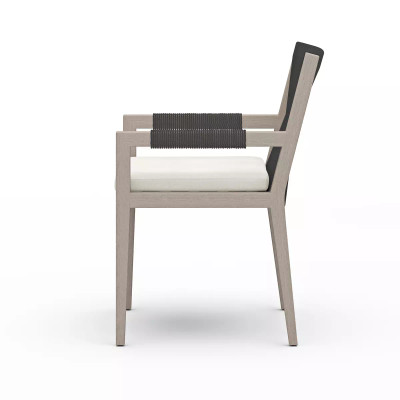 Four Hands Sherwood Outdoor Dining Armchair, Weathered Grey - Natural Ivory