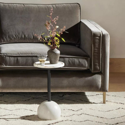 Four Hands Viola Accent Table - Polished White Marble