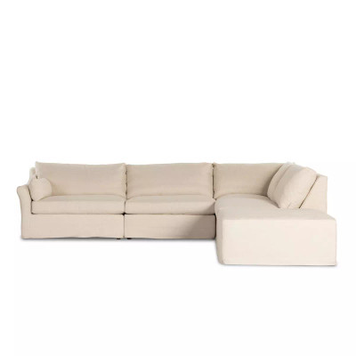 Four Hands Delray 4 - Piece Slipcover Sectional - Left Arm Facing W/ Ottoman