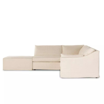 Four Hands Delray 4 - Piece Slipcover Sectional - Right Arm Facing W/ Ottoman