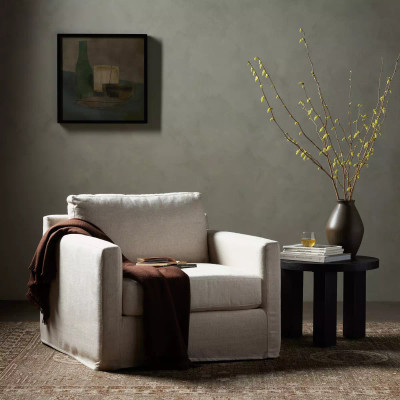 Four Hands Hampton Slipcover Swivel Chair - Evere Cream