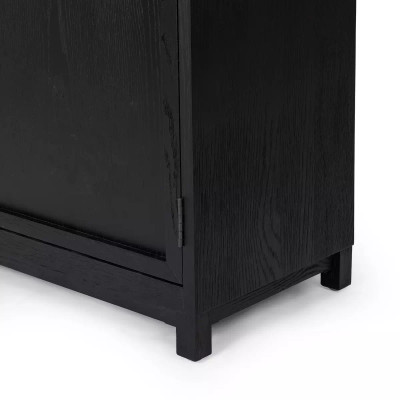 Four Hands Millie Panel and Glass Door Cabinet - Drifted Matte Black