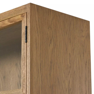 Four Hands Millie Panel and Glass Door Cabinet - Drifted Oak Solid