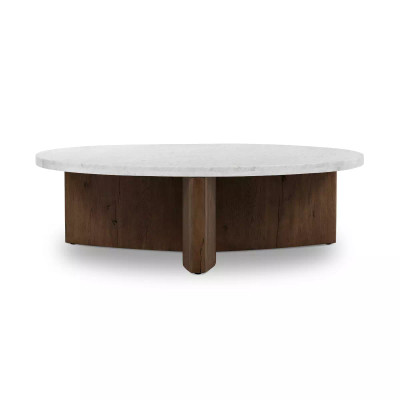 Four Hands Toli Coffee Table - Rustic Fawn Veneer - Italian White Marble