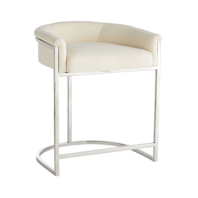 Arteriors Calvin Counter Stool - Muslin - Polished Nickel