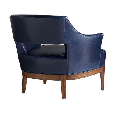 Arteriors Laurette Chair Indigo Leather Dark Walnut