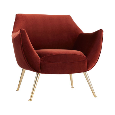 Arteriors Leandro Lounge Chair Paprika Velvet
