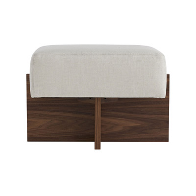 Arteriors Tuck Ottoman Bone Linen