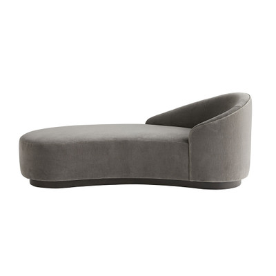 Arteriors Turner Chaise Sharkskin Velvet Grey Ash, Left Arm