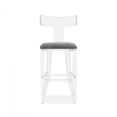 Interlude Home Tristan Klismos Bar Stool - Grey Velvet